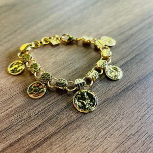 Accueil bracelet "sienne" perles facettées ambre & médaille Étoile